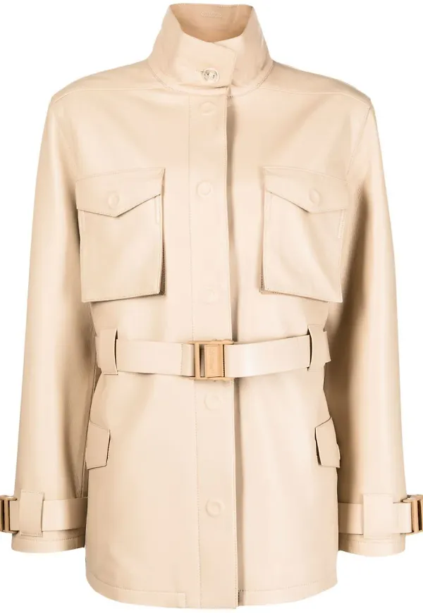 Off-White enkelknäppt kappa - Neutral