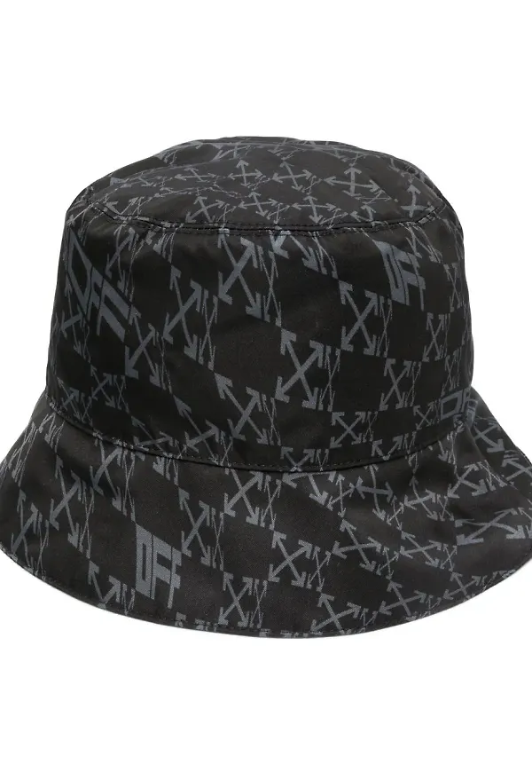 Off-White fiskehatt med piltryck - Svart