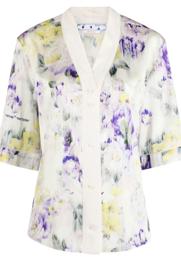 Off-White floral-print satin blouse - Flerfärgad