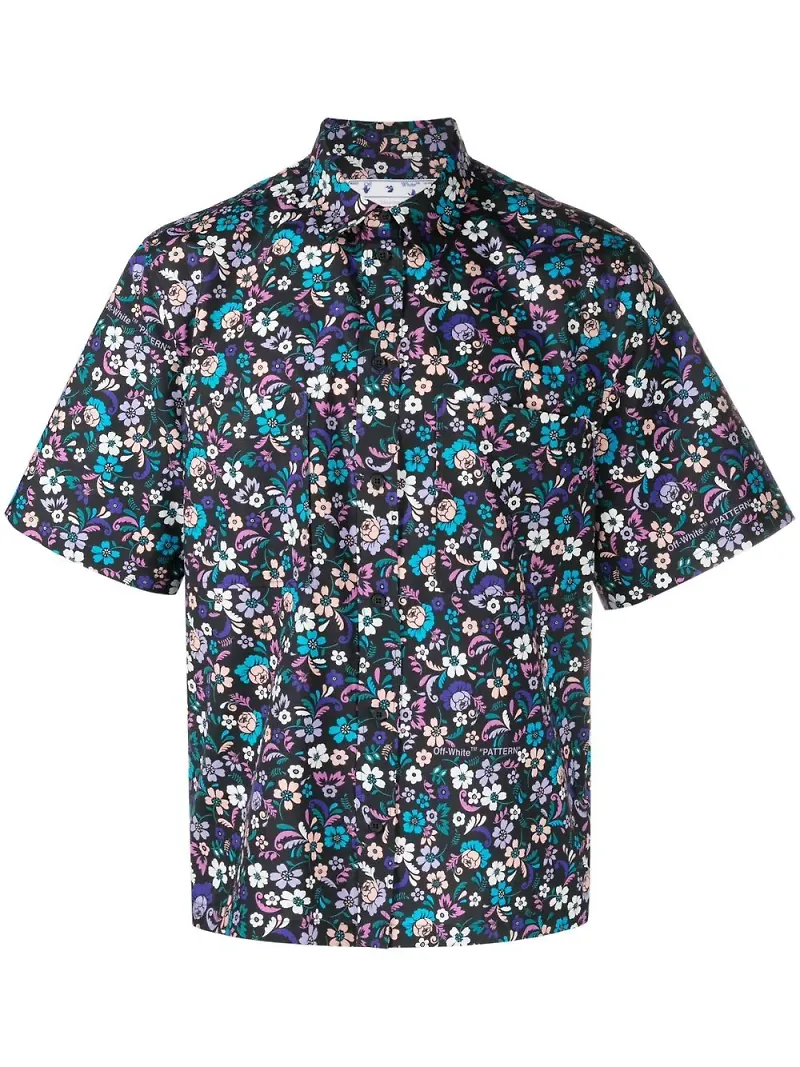 Off-White Flowers Summer skjorta - Svart