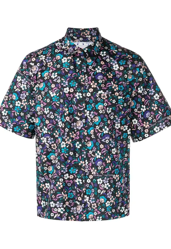 Off-White Flowers Summer skjorta - Svart