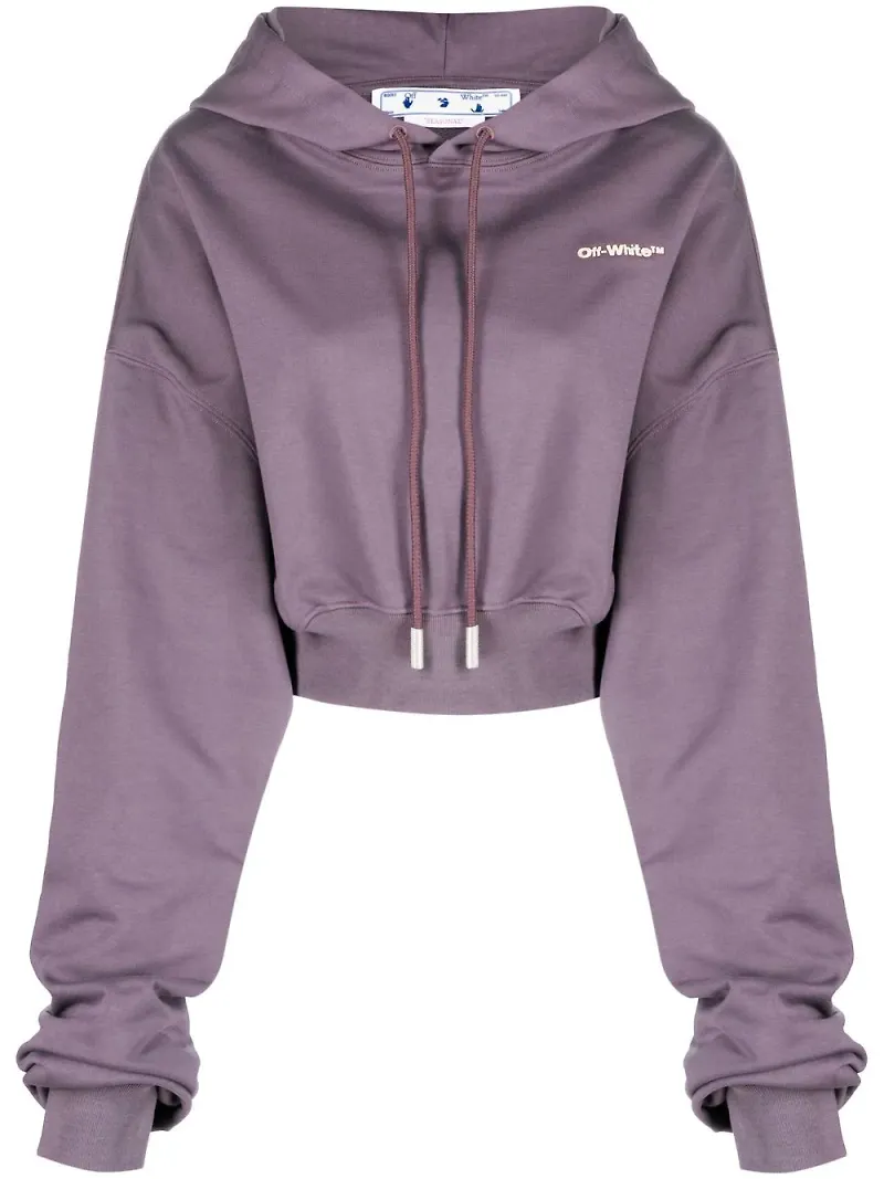 Off-White For All kort hoodie med logotyp - Lila