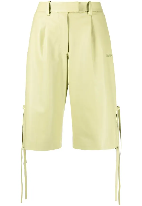 Off-White formella lädershorts - Grön