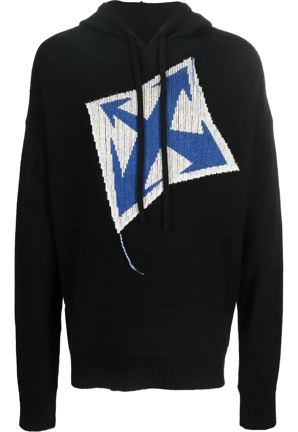 Off-White grovstickad hoodie - Svart