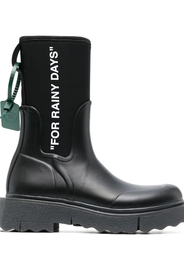 Off-White gummistövlar med grov sula - Svart