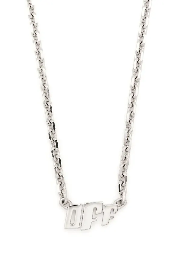 Off-White halsband med logotypplakett - Silverfärgad