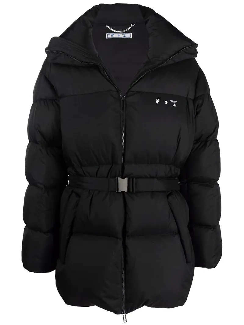 Off-White Hands Off puffjacka med bälte - Svart