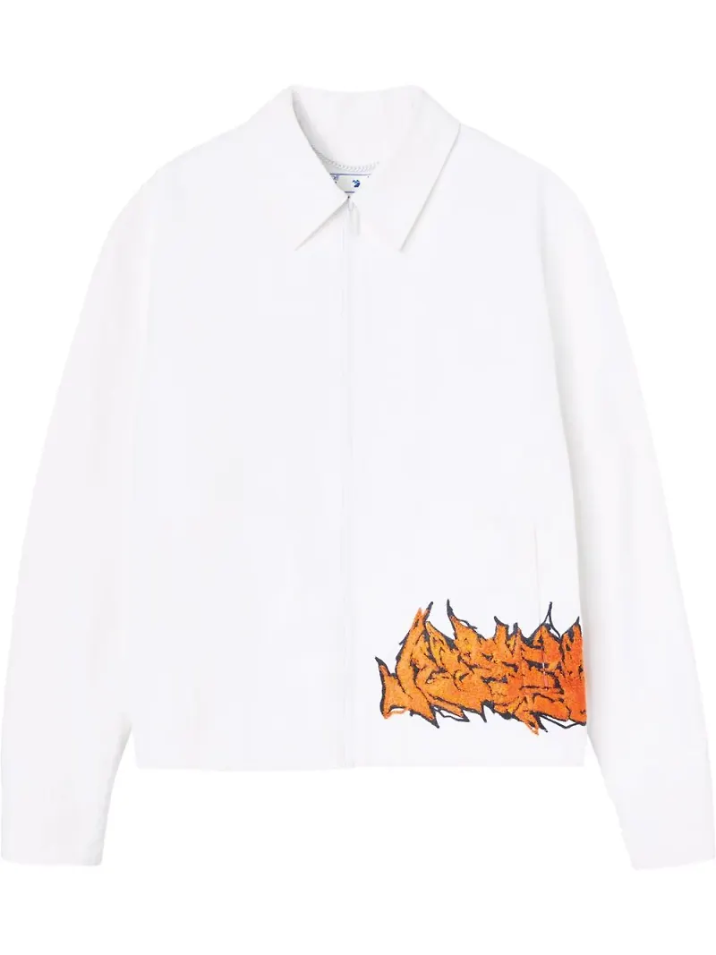 Off-White Harrington-jacka med logotyp - Vit