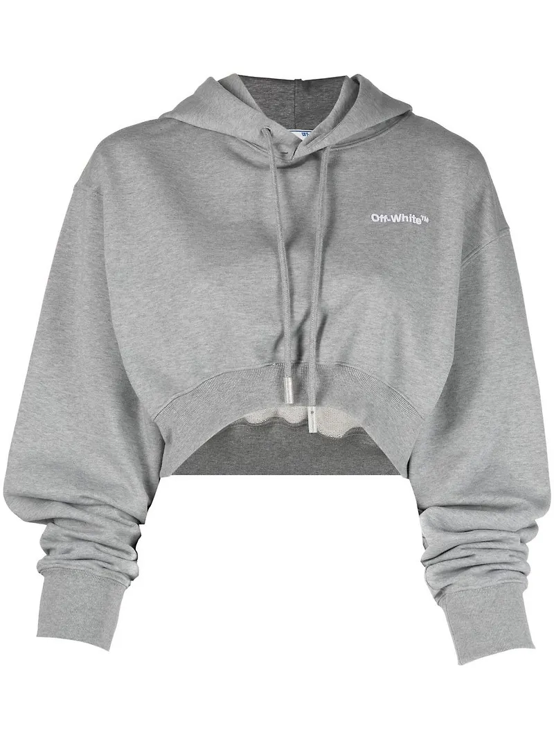 Off-White Helvetica kort hoodie - Grå