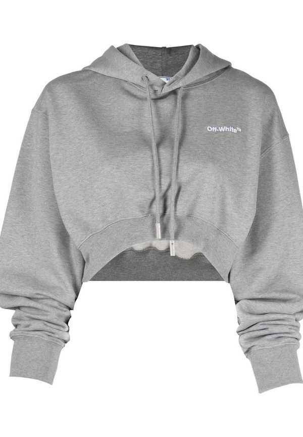 Off-White Helvetica kort hoodie - Grå