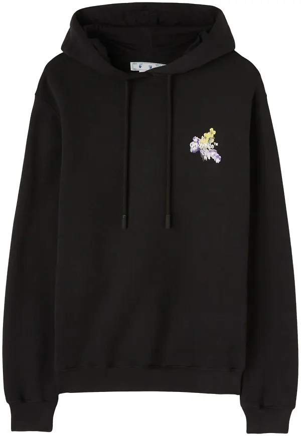 Off-White hoodie med blomsterbrodyr - Svart