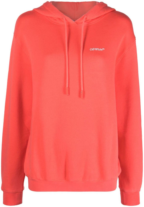 Off-White hoodie med broderad logotyp - Röd