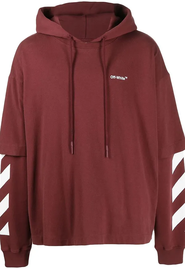 Off-White hoodie med diagonala ärmar - Röd