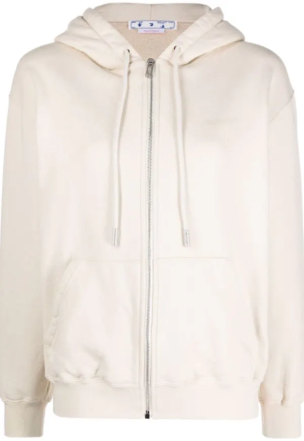 Off-White hoodie med dragkedja - Neutral