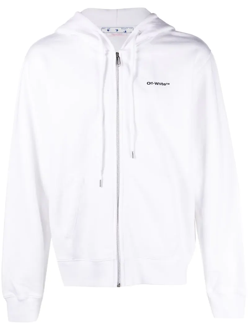 Off-White hoodie med dragkedja - Vit