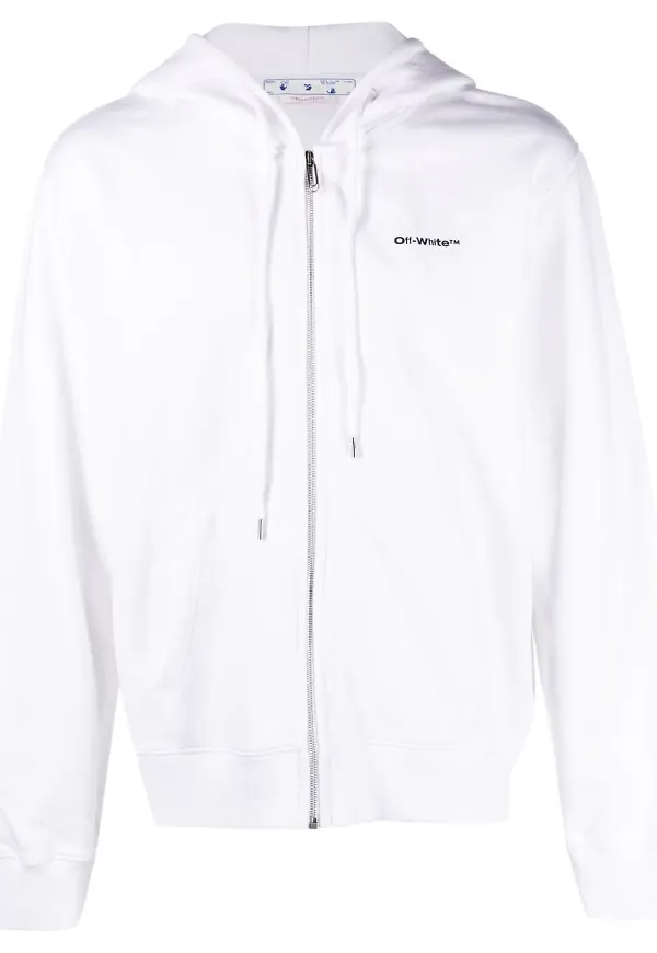 Off-White hoodie med dragkedja - Vit