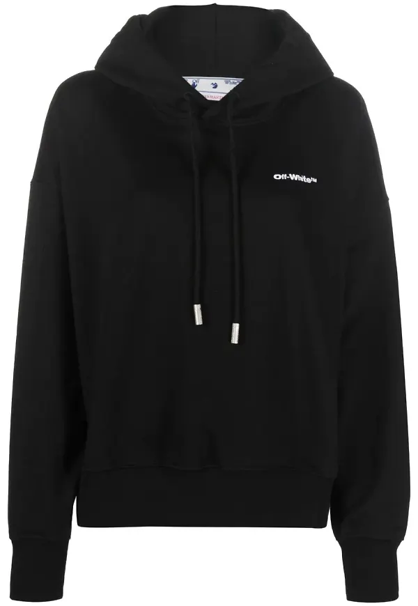 Off-White hoodie med dragsko - Svart