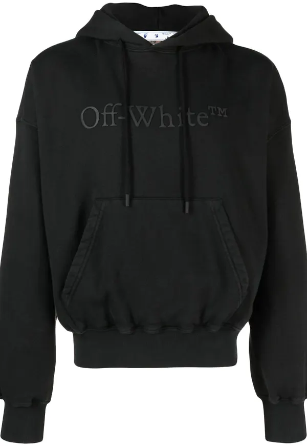 Off-White hoodie med dragsko - Svart
