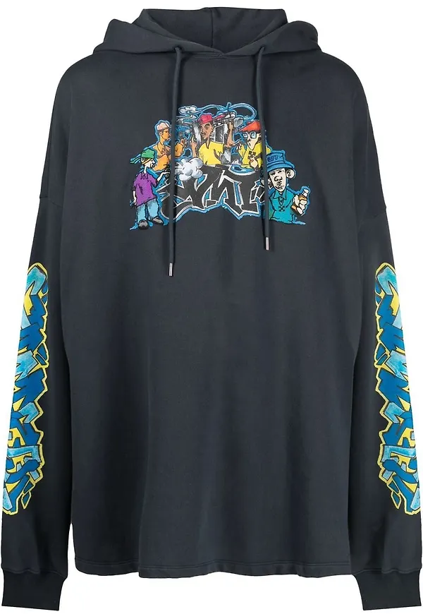 Off-White hoodie med grafiskt tryck - Blå
