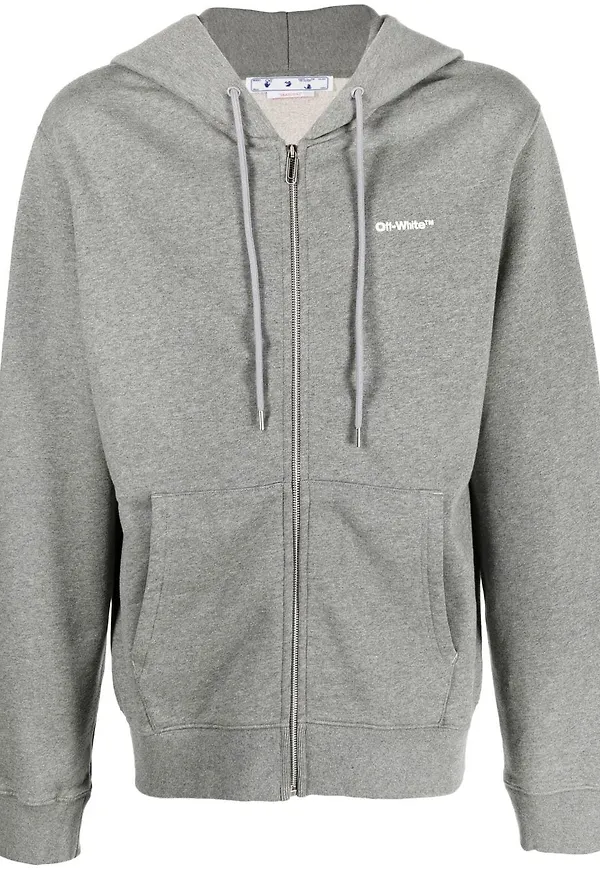 Off-White hoodie med grafiskt tryck - Grå
