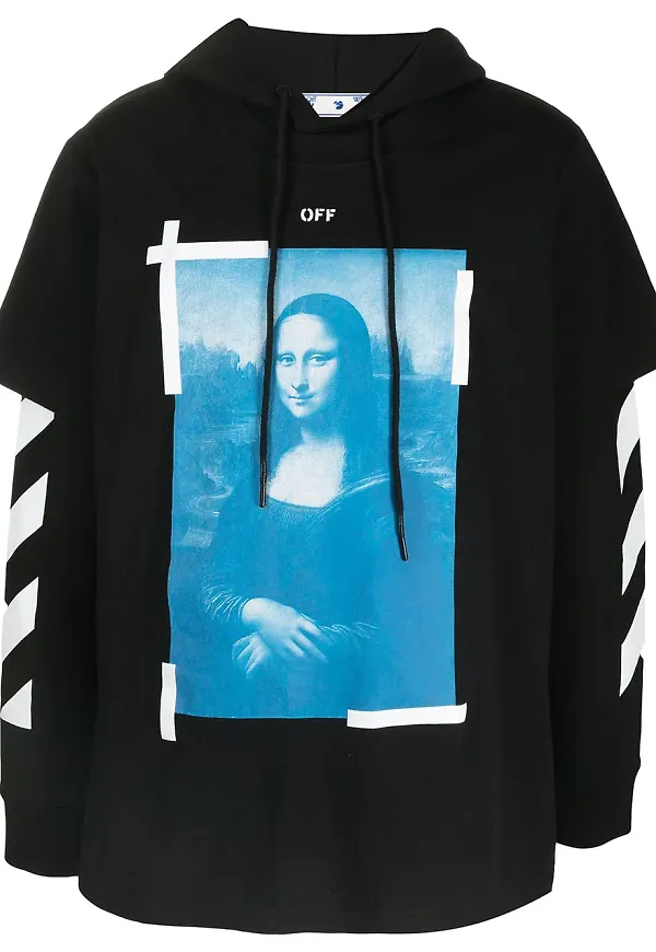 Off-White hoodie med grafiskt tryck - Svart