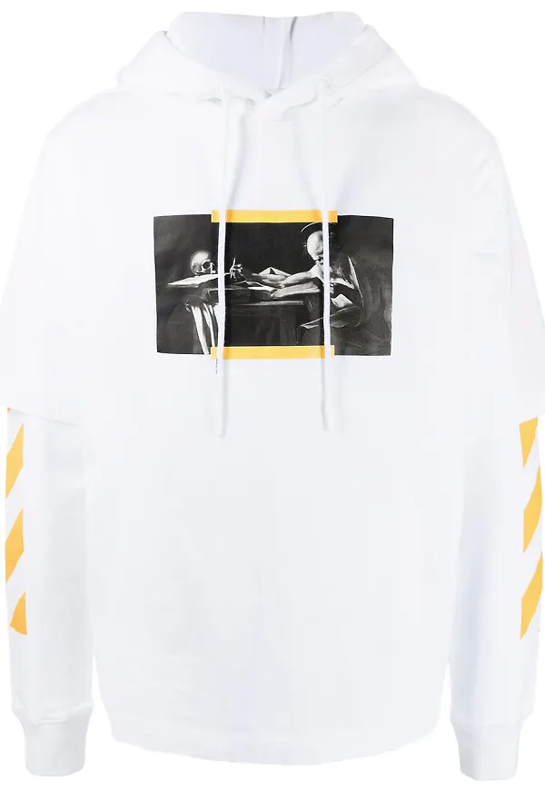 Off-White hoodie med grafiskt tryck - Vit