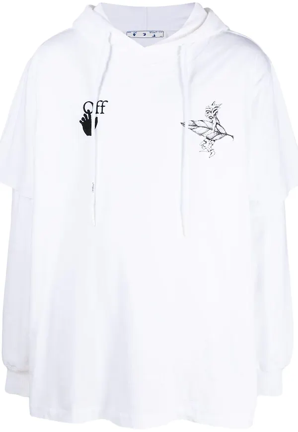 Off-White hoodie med grafiskt tryck - Vit