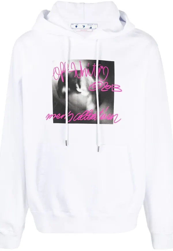 Off-White hoodie med grafiskt tryck - Vit