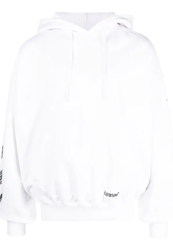 Off-White hoodie med klottertryck - Vit