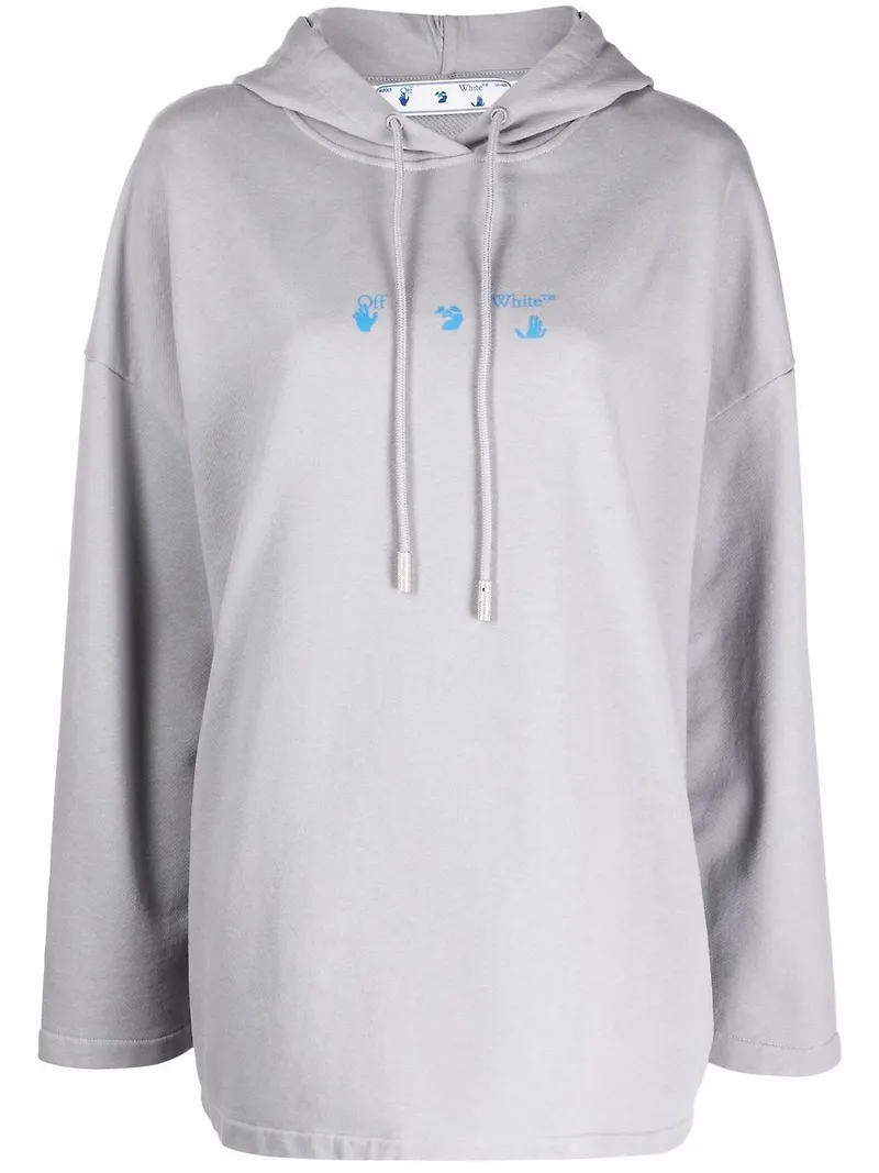 Off-White hoodie med logotyp - Grå