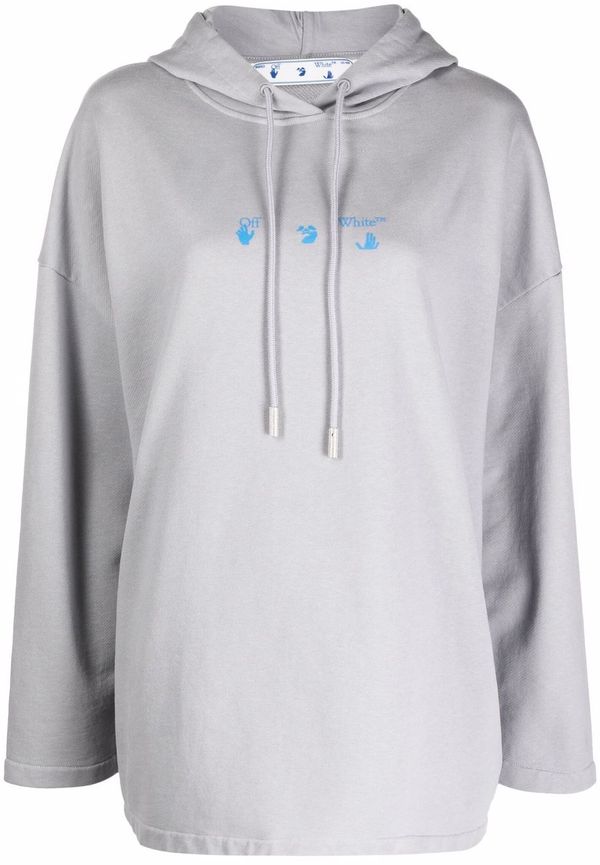 Off-White hoodie med logotyp - Grå