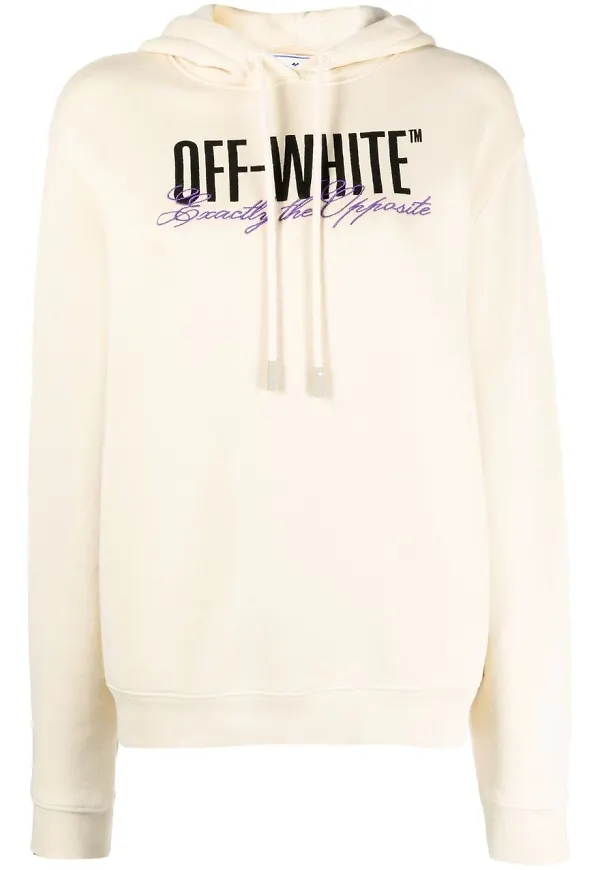 Off-White Hoodie med logotyp - Neutral