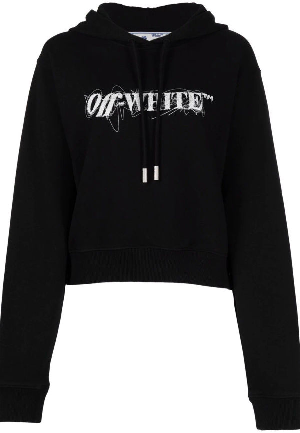 Off-White hoodie med logotyp - Svart