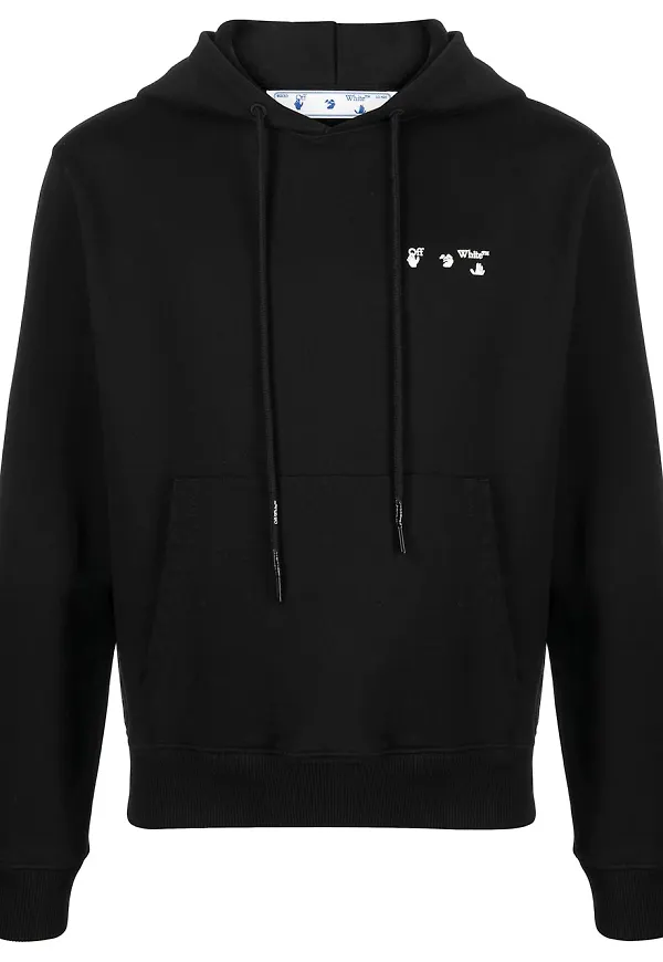 Off-White hoodie med logotyp - Svart