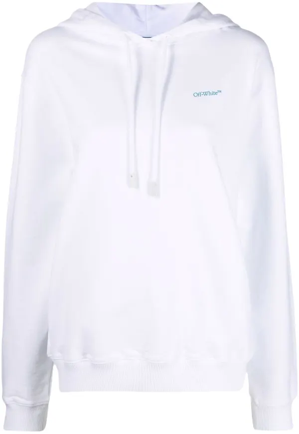 Off-White hoodie med logotyp - Vit