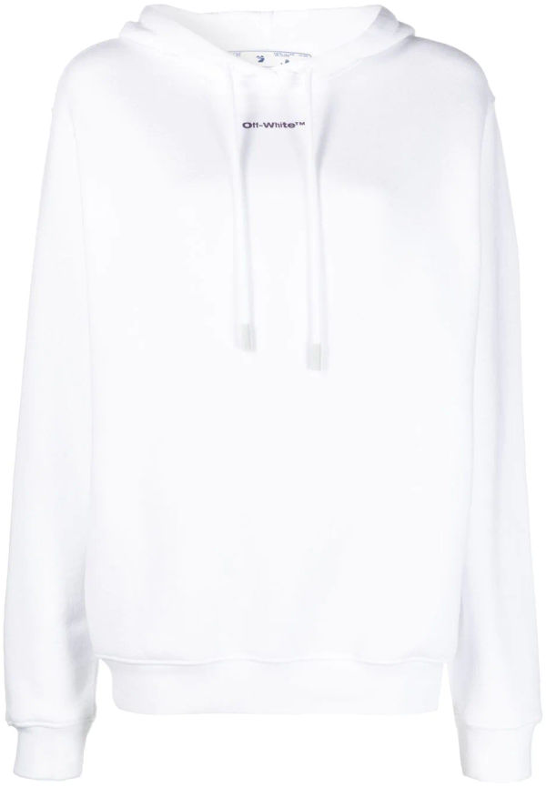 Off-White hoodie med logotyp - Vit