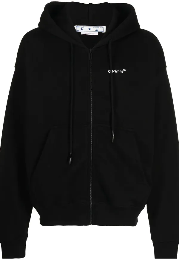 Off-White hoodie med målat tryck - Svart