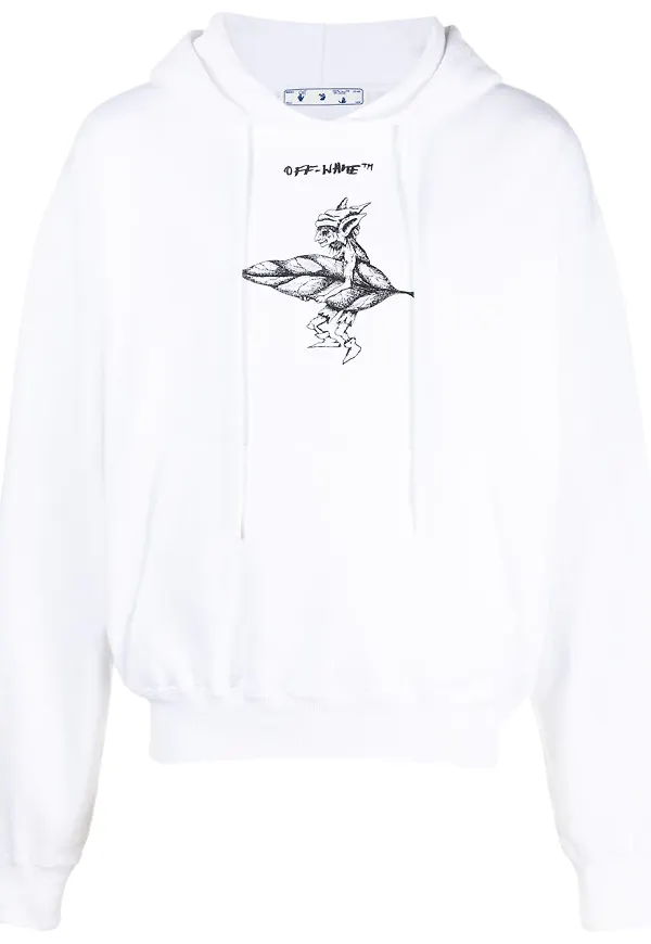 Off-White hoodie med skuggtryck - Vit