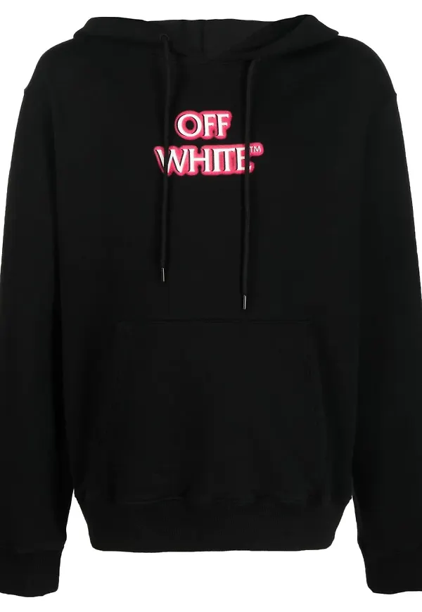 Off-White hoodie med slogan - Svart