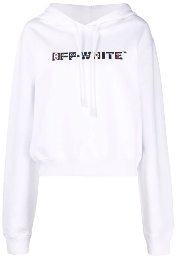 Off-White hoodie med strassprydd logotyp - Vit
