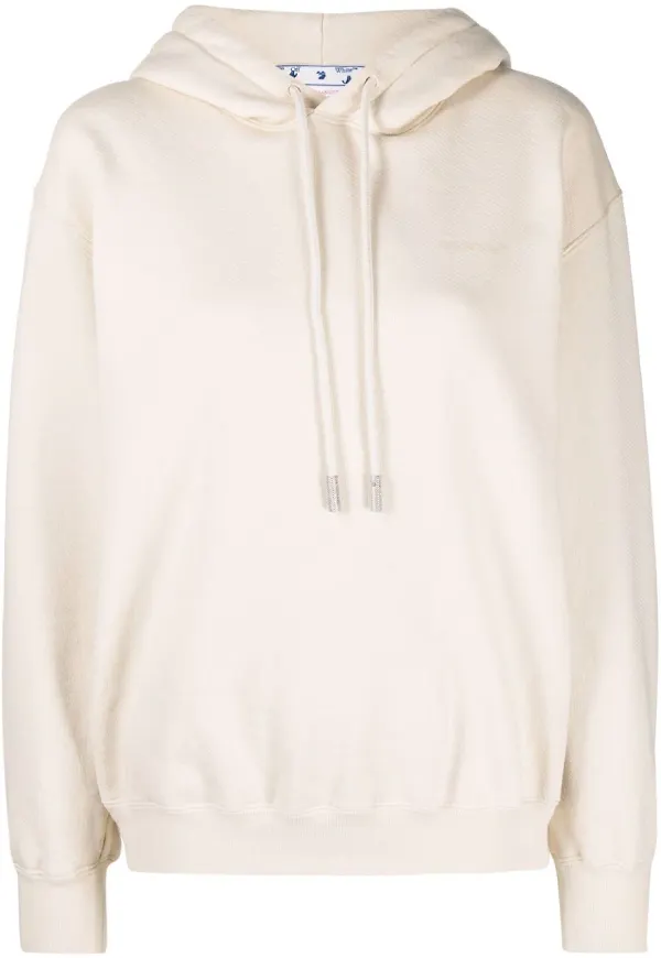 Off-White hoodie med tryck - Neutral