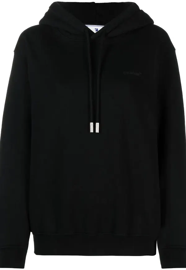 Off-White hoodie med tryck - Svart