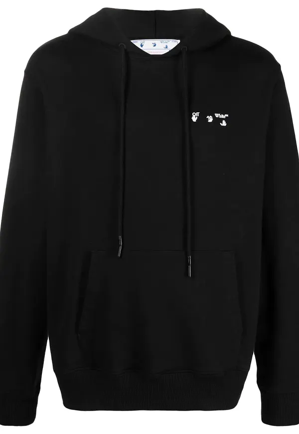 Off-White hoodie med tryck - Svart