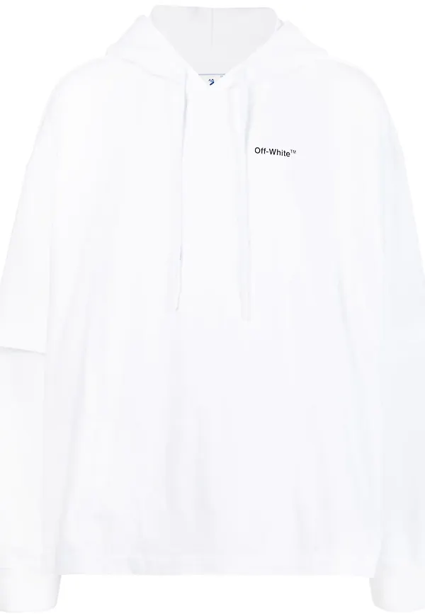 Off-White hoodie med tryck - Vit