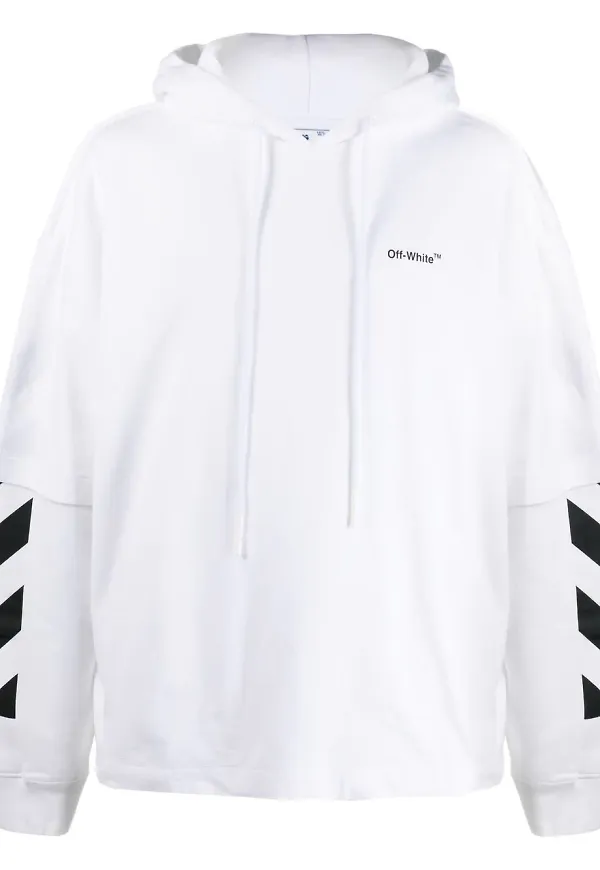 Off-White hoodie med tryck - Vit