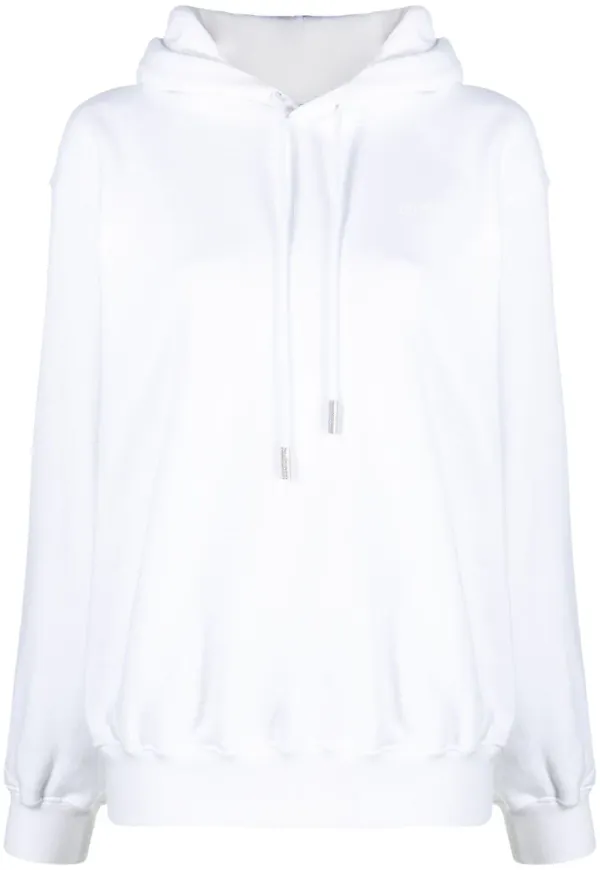 Off-White hoodie med tryck - Vit
