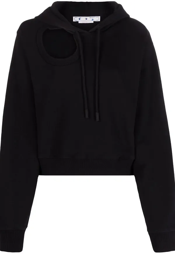 Off-White hoodie med utskuren detalj - Svart