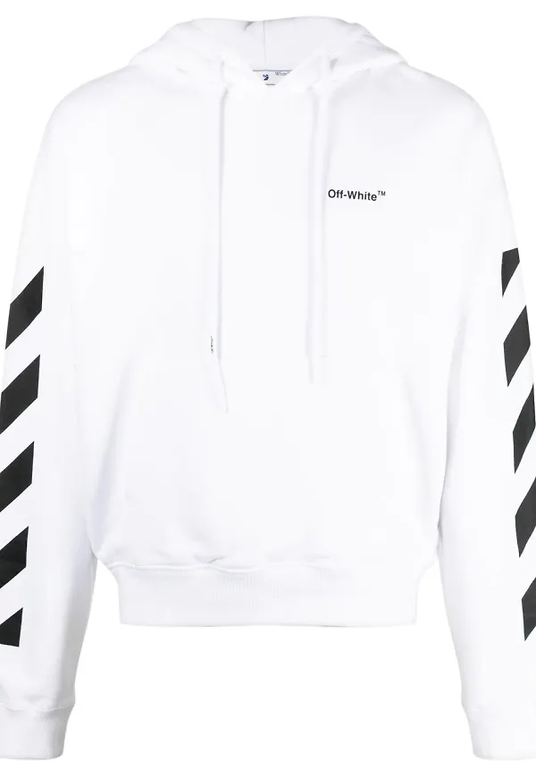 Off-White huvtröja med randdetalj - Vit