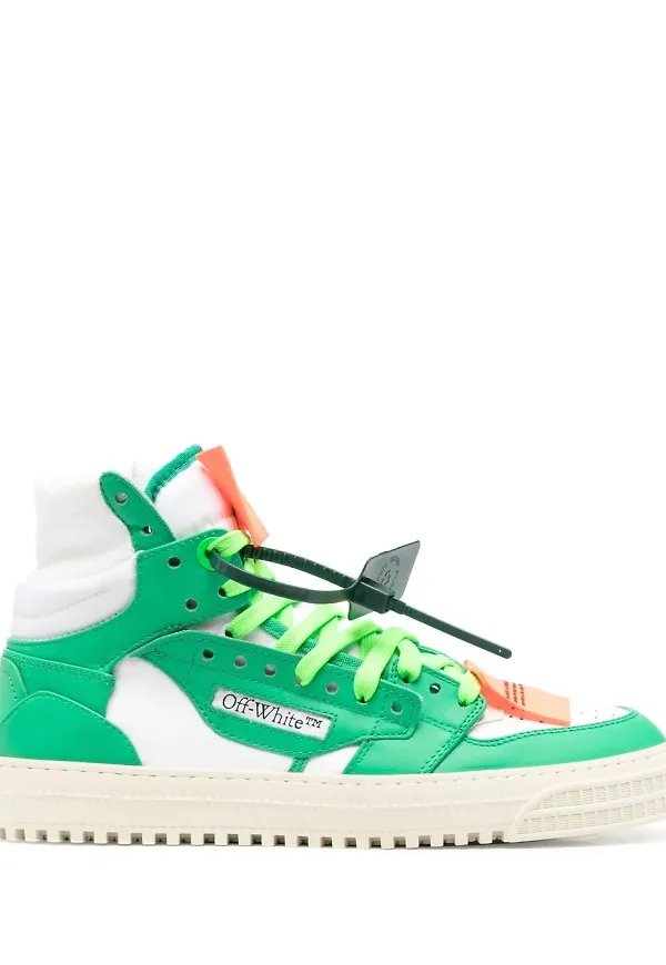 Off-White höga sneakers med panel - Grön