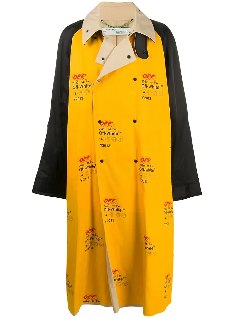 Off-White Industrial trenchcoat i oversize-modell - Gul